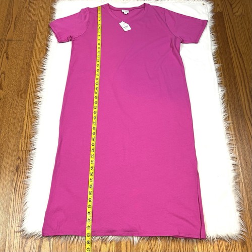 J. Crew Women's Size L Midi Dress Short Sleeve Pink Lightweight Stretch Cotton - Picture 5 of 8