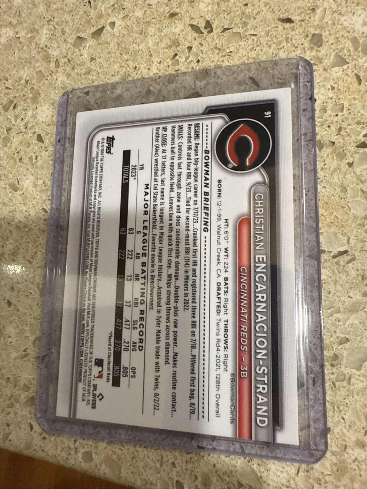 2024 Bowman Chrome Sapphire Edition -Gold #91 Christian Encarnacion-Strand 37/50