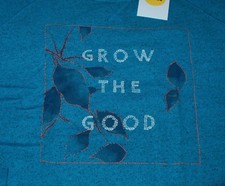 Large Women's Life is Good Grow The Good Leaf Blue Marled Terry Crew Sweatshirt