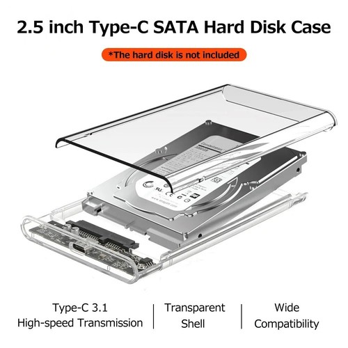 USB 3.0 SATA 2.5" Clear Hard Drive Disk HDD SSD Enclosure External Laptop Case - Picture 10 of 17
