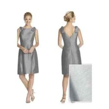 NWT Alfred Sung Dupioni Cocktail Bridesmaid Dress in Dove Light gray D626 Sz 8