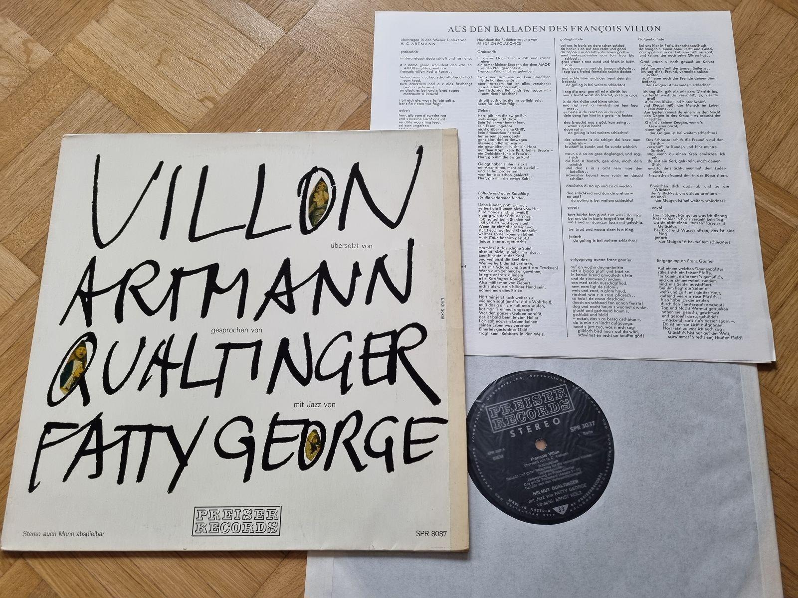 Helmut Qualtinger/ Fatty George - Francois Villon übersetzt von Artman Vinyl LP