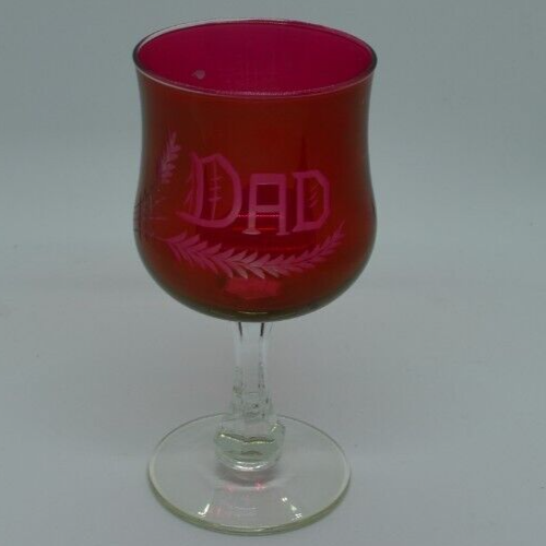 Vintage DAD Crystal Ruby Red Cut To Clear Wine Glass for Father eBay