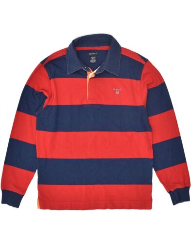 GANT Boys Long Sleeve Rugby Polo Shirt 11-12 Years XL  Red Striped Cotton BC13 - Picture 1 of 3