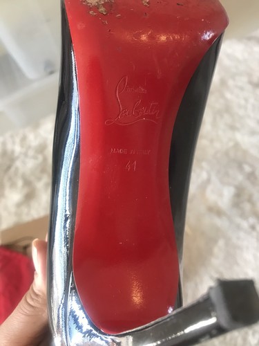 100 % authentisch Christian Louboutins Black Pigalle 85 Patent Kalb Quittung EU41/8 - Bild 5 von 7
