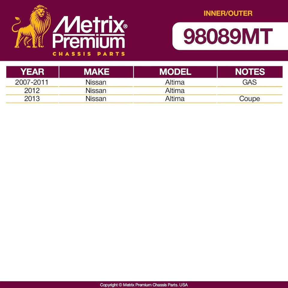 Kit de extremos de barra de amarre interior y exterior delantero para Nissan Altima 2007-2011 4 piezas Foto 2 de 4