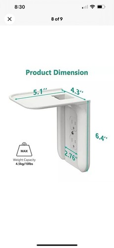 Steckdose Regal Wandhalter, Standard vertikal Duplex dekorative Steckdose platzsparend - Bild 8 von 9