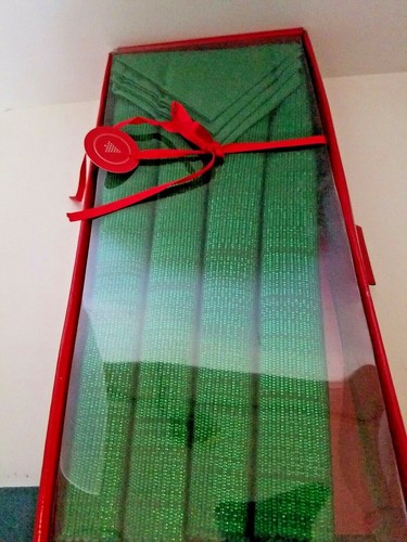 Kohls Green Ribbed Mats Silken Napkins Christmas Table Set For 4 Unused - Picture 2 of 3