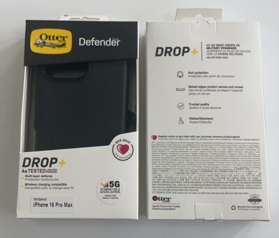 OtterBox Defender Case with Holster Case For iPhone 16 Pro Max Black