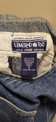 Limited Too Jeans Blue Overalls Size 8 Vintage Flag Number 02 - Picture 6 of 6
