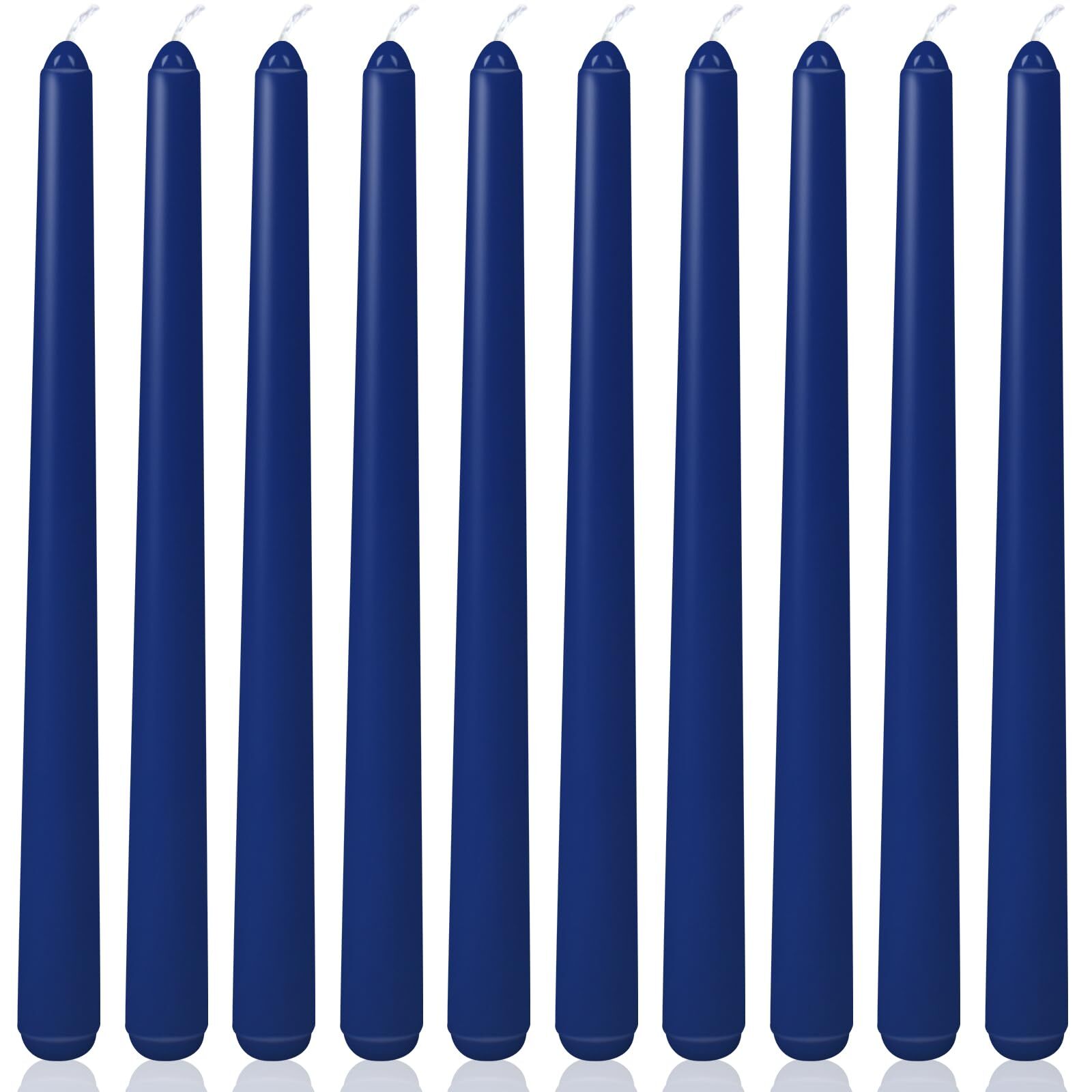 10 Inch Navy Blue Taper Candles 10 Pack for Religious Spiritual Use