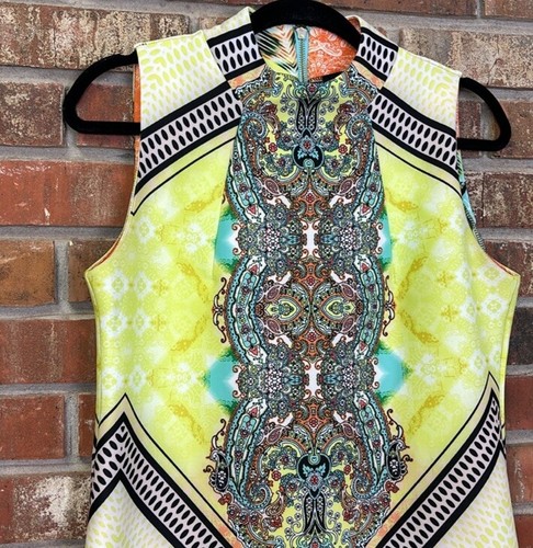 Melissa Paige Printed Colorful Sleeveless Sheath Dress Stretch Womens Small - Picture 2 of 5