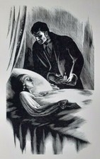 Man & Sleeping Girl : 1948 Print of a Woodcut By A. MILLER PARKER