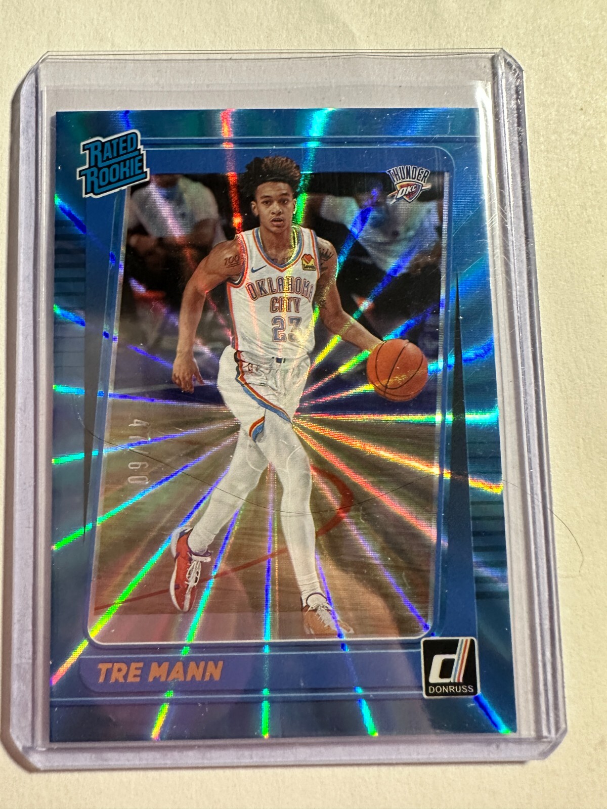 K91,122 - 2021-22 Donruss Holo Light Blue Laser #218 Tre Mann RR #/60
