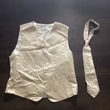 Wedding Men Vest And Tie Size XXL Beige