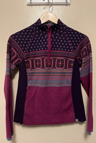 Title Nine Sweater Fair Isle Purple Geometric Merino Wool Super Power Women's M