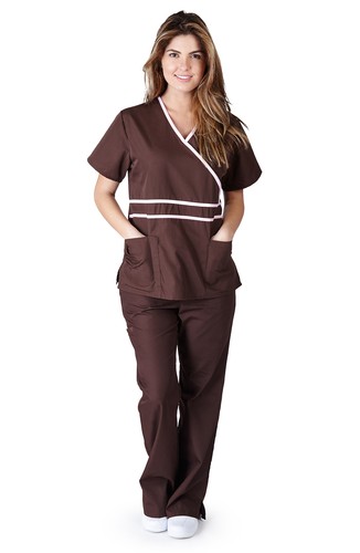Medical Nurse Scrubs NATURAL UNIFORMS Contrast Mock Set Size XS S M L XL 2XL 3XL - Picture 10 of 24