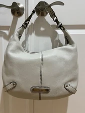  COLE HAAN “Village Core” White Pebbled Leather Hobo Shoulder Bag 