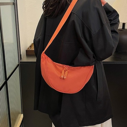Solid Color Single Shoulder Bags Nylon Half-moon Bag Hobo Crossbody Bag Street - Picture 5 of 19