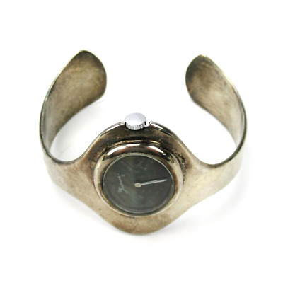 BIJOU JEUNESSE Armreif mit Uhr aus 835er Silber Silver Cuff Bracelet w/ Clock
