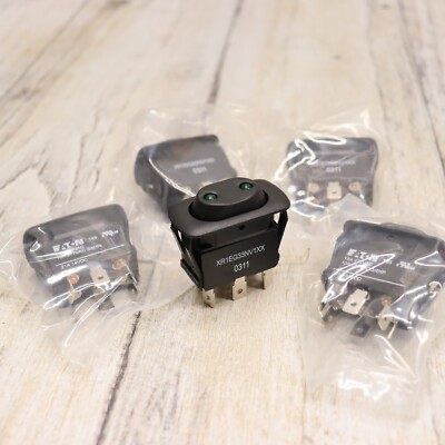 5 PC- Eaton General Purpose Lighted Rocker Switch, On-Off-On, SPDT, XR1EG33NV1XX