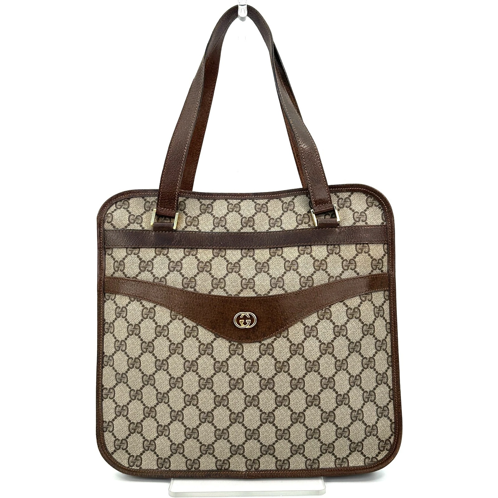 Sac fourre tout vintage Gucci bandoulière main GG cuir suprême fabriqué en ITALIE authentique