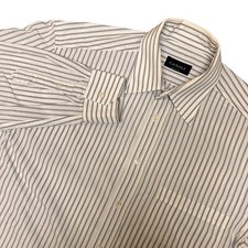 Canali Shirt Mens 15.5 39 White Striped Button Up Cotton Made in Italy Designer