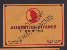 Ancienne étiquette   Allumettes France BN182982 Gitane Femme  Zones Franches