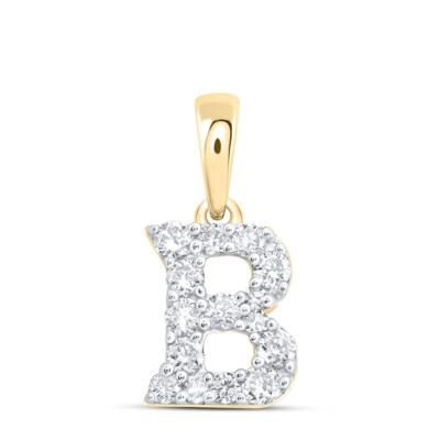 10K Gelbgold Diamant Damen Blockschrift Initiale B Mini Buchstabe Anhänger 1/5 ct