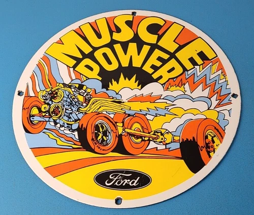 Vintage Ford Muscle Power Sign - Automobile Service Station Gas Pump Sign