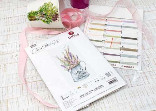 Bouquet with lavender B7008L Luca-S Counted Cross-Stitch Kit - Picture 4 of 8