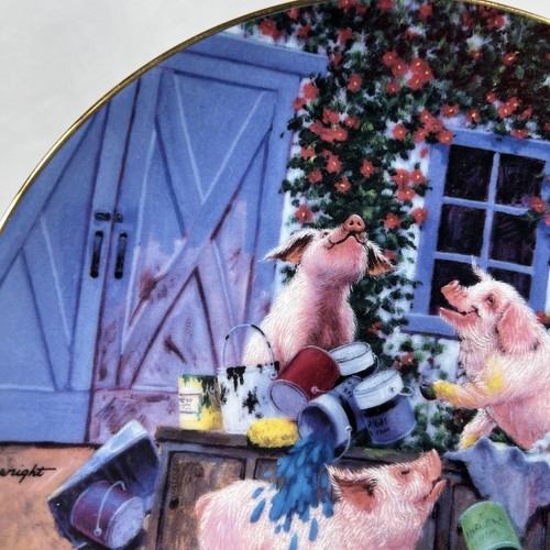 Pigmentation Pigs In Bloom~The Danbury Mint Pig Plate A6496 - Picture 4 of 17
