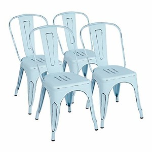 Furmax Metal Dining Chairs Set of 4 Indoor Outdoor Patio ...