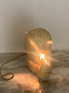 Sleepy Tot Yawning Baby Head LEWIS WEIL Vintage Chalkware Nightlight Lamp