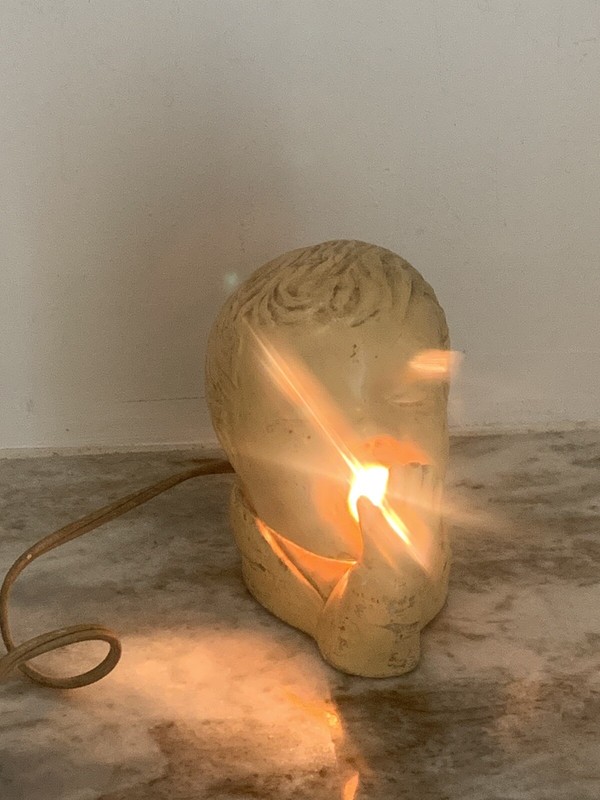 Sleepy Tot Yawning Baby Head LEWIS WEIL Vintage Chalkware Nightlight Lamp