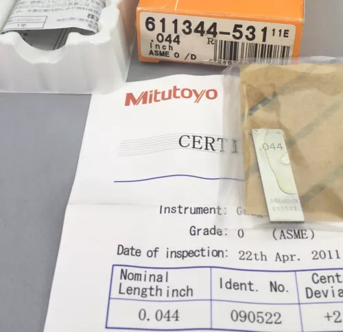 MITUTOYO 611344   Rectangular Gage Block 0.044"  ASME 0 w/Certificate🎯Machinist