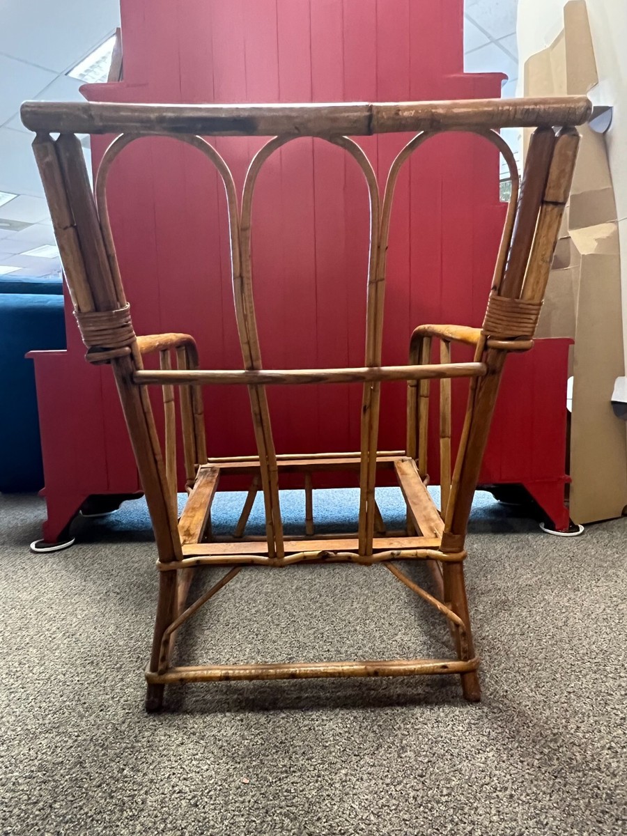 Vintage Rattan Bamboo Lounge Chair w/ Cushions | eBay