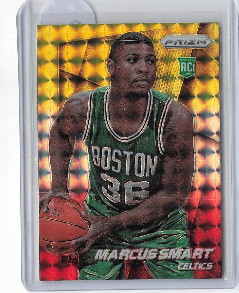 2014-15 Panini Prizm #256 Marcus Smart Prizms Yellow and Red Mosaic RC Rookie