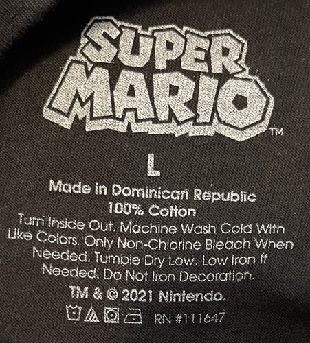 Camiseta Oficial Nintendo Super Mario Brothers Talla L Retro Negra Para Hombre - Imagen 4 de 4