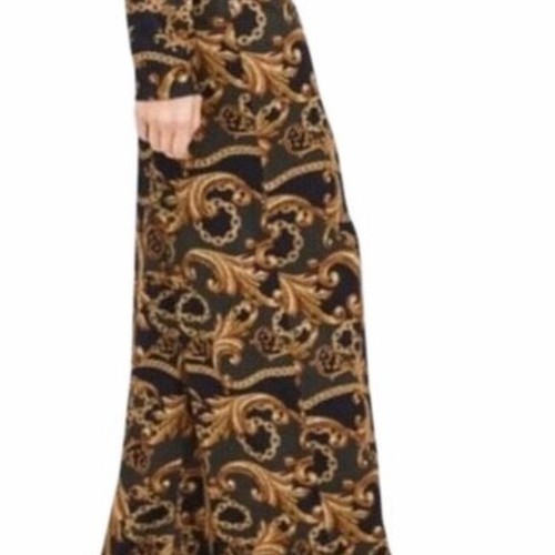 NWT Zara Chain Filigree Wide Leg Pants Olive Green Gold Black Semisheer Size S - Bild 2 von 7