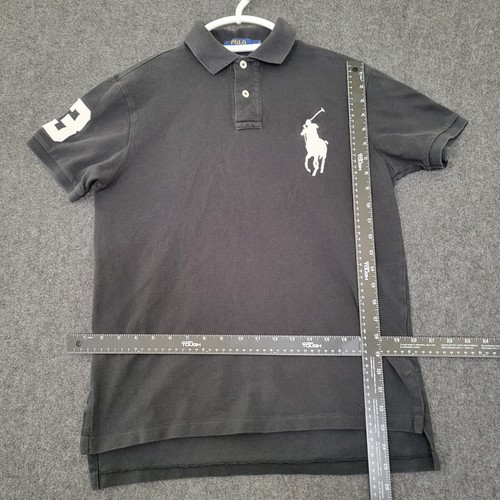 Ralph Lauren Polo Shirt Mens Medium Black Custom Fit Big Pony Knit Short Sleeve - Bild 4 von 13