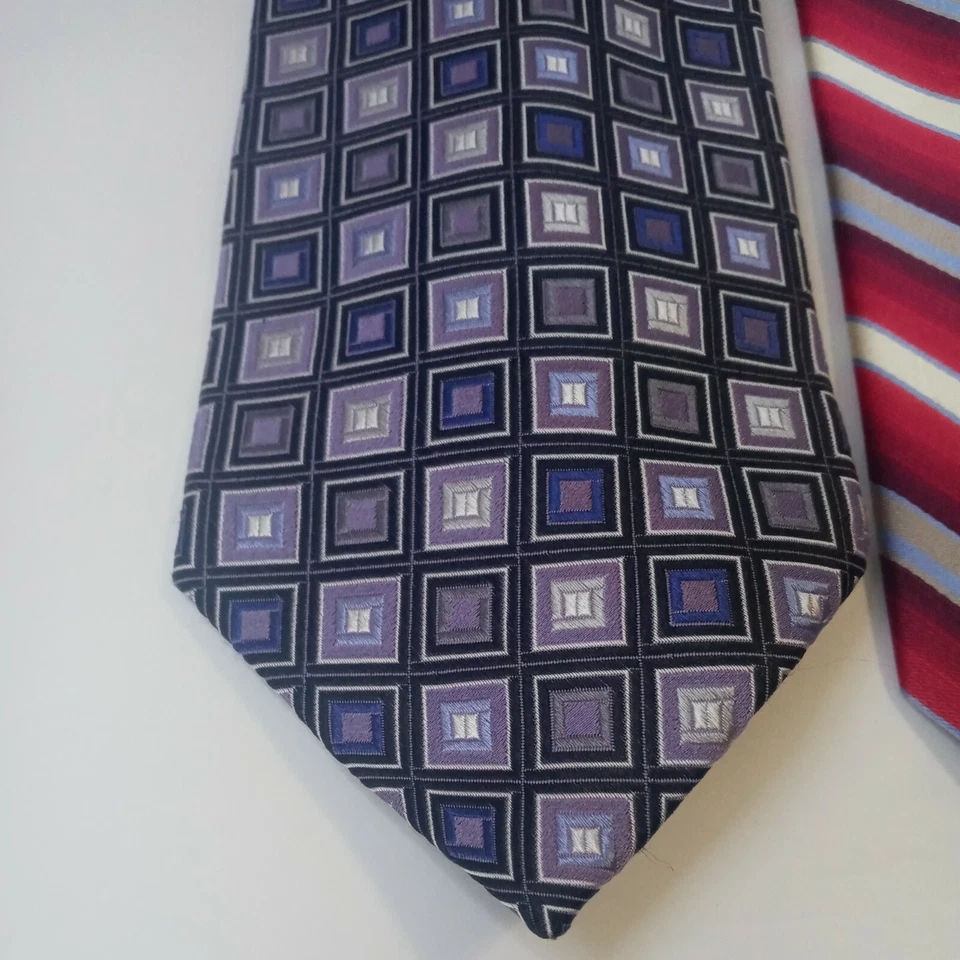 Corbatas Insignia by Martin Wang patrón geométrico 100 % seda 61"x3,75" hechas a mano Foto 2 de 4