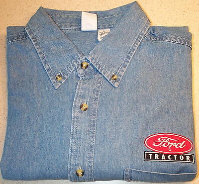 Ford Tractor Logo or Ford 8N Mens Denim Shirt w/Pocket | eBay