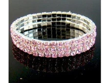 6" 7" 8" 9" 10" PINK RHINESTONE NECKLACE STRETCH PUPPY Pet Dog/Cat Collar 10mm