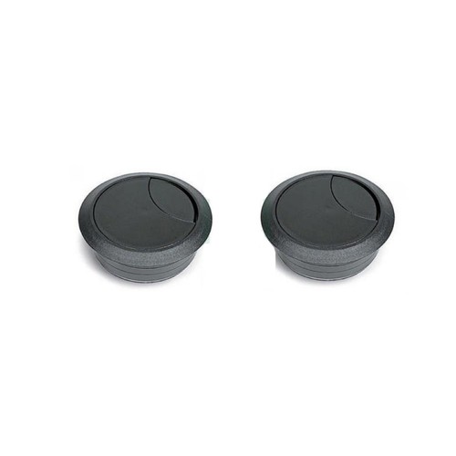 Bocchette passacavi 2 pz coppia plastica nera 60mm per scrivania e tavoli tappo - Imagen 2 de 3