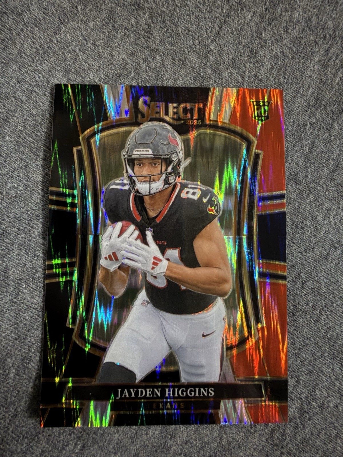 2025 Panini Select Premier Level Jayden Higgins #136 Black & Red Shock Prizm RC