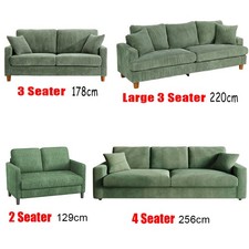 3/4 Seater Corduroy Sofa Jumbo Cord Modern Sofa Couch Seats with 2 Pillows Soft