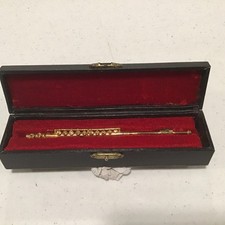 Brass Miniature Flute Model With Case Mini Musical Instrument Rep FB9