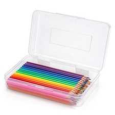 1 Pack Plastic Pencil Box Large Capacity Pencil Boxes Clear Boxes with White