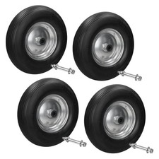 4x 15" Roue brouette PU caoutchouc plein increvable 4.80 4.00-8 Ø 390mm avec axe